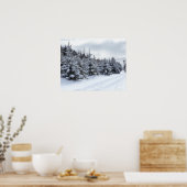 Evergreen trees and road in snow poster (Küche)