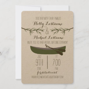 Evergreen Trees + Canoe Virtual Livestream Wedding Einladung