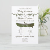 Evergreen Trees + Canoe Wedding Einladung (Stehend Vorderseite)