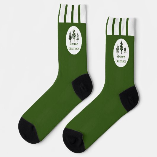 Evergreen Trees Seasons Greetings Socken (Linkes Detail)
