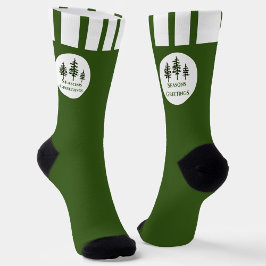Evergreen Trees Seasons Greetings Socken
