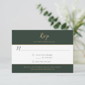 Evergreen und Gold RSVP-Karten RSVP Karte (Stehend Vorderseite)