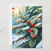 Evergreen und Holly Berries Dankeskarte (Rückseite)