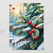 Evergreen und Holly Berries Dankeskarte (Vorne/Hinten)