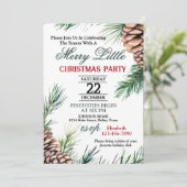 Evergreen und Pinecone Weihnachten Party Einladung (Stehend Vorderseite)