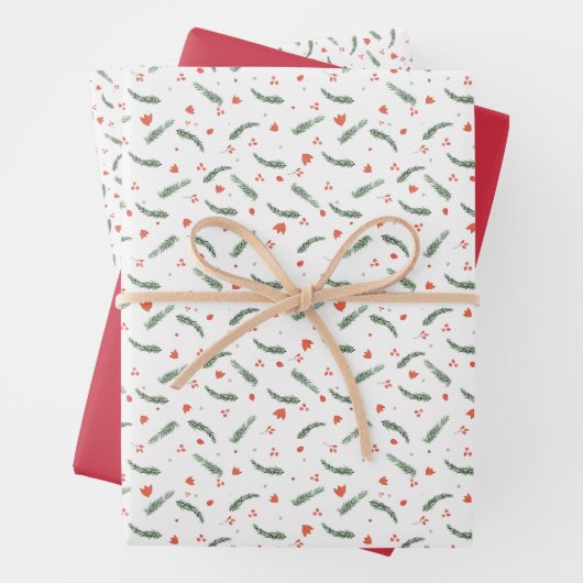 Evergreen und Red Holiday Geschenkpapier Set (Beispiel)