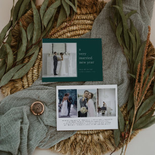 Evergreen Verheiratet New Year   Elegante Hochzeit Feiertagskarte