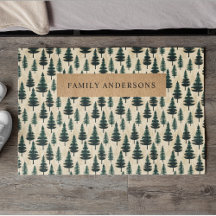 Evergreen Vintage Pine in Dark Green and Beige 