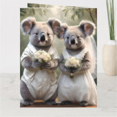 "Evergreen Vows: Eine Koala-Hochzeit in Weiß" Karte (Rückseite)