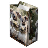 "Evergreen Vows: Eine Koala-Hochzeit in Weiß" Mittlere Geschenktüte (Rückseite Schrägansicht)