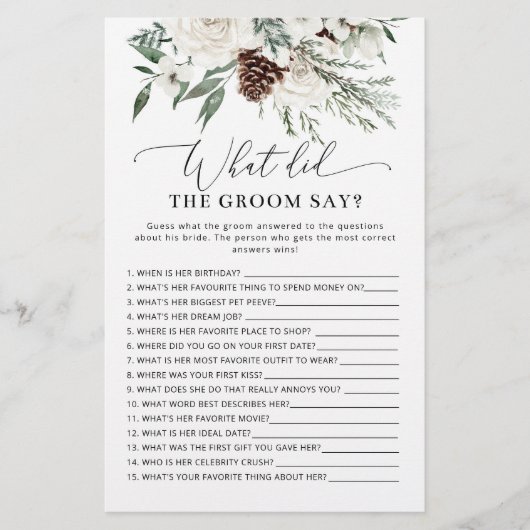 Evergreen Was hat der Bräutigam gesagt Brautparty (Vorderseite)