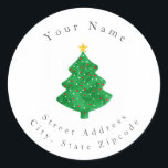 Evergreen Watercolor Christmas Tree Labels Runder Aufkleber<br><div class="desc">Aus originalen Aquarellmalereien gedruckt.</div>
