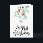 Evergreen Watercolor Frohe Weihnachtsblank Feiertagskarte<br><div class="desc">Mit dieser Karte mit unseren Aquarellnadeln und Kiefernnadeln können Sie sich in diesem Jahr stilvoll Ihren Urlaub gönnen.</div>