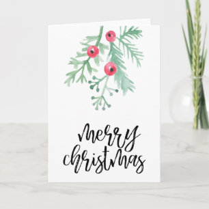 Evergreen Watercolor Frohe Weihnachtsblank Feiertagskarte