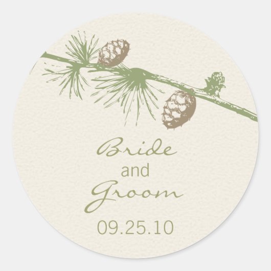 Evergreen Wedding Date Sticker (Vorderseite)