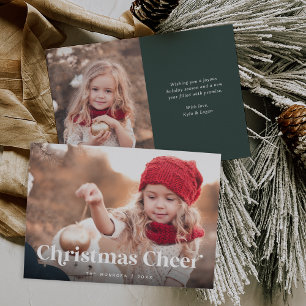 Evergreen   Weihnachts-Chef Zwei Foto Feiertagskarte