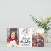 Evergreen Weihnachtsfeiertag 2 Foto Feiertagskarte (Stehend Vorderseite)