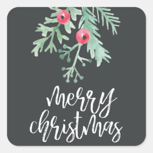 Evergreen Weihnachtsgeschenk Quadratischer Aufkleber