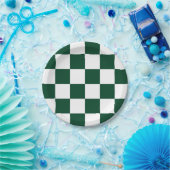 Evergreen/White Checked Pappteller (Party)