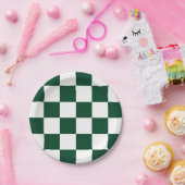 Evergreen/White Checked Pappteller (Party)