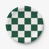 Evergreen/White Checked Pappteller (Vorderseite)