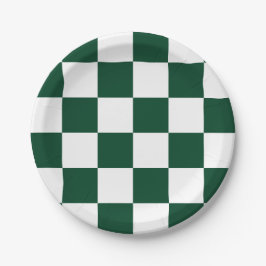 Evergreen/White Checked Pappteller