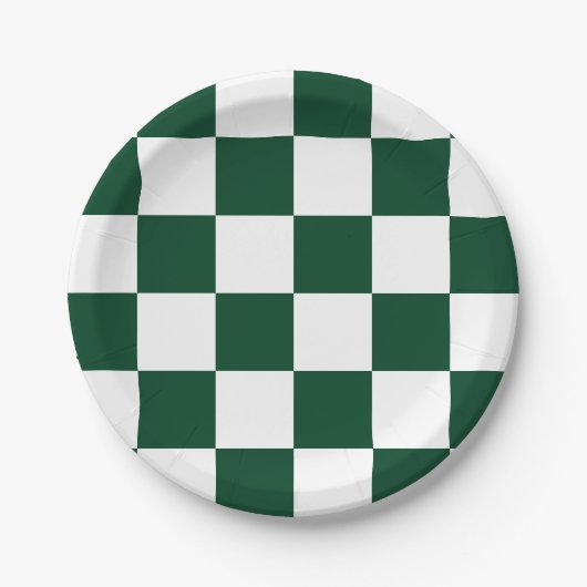 Evergreen/White Checked Pappteller (Vorderseite)