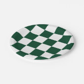 Evergreen/White Checked Pappteller (Schrägansicht)