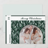Evergreen White Ribbon Modern Ein Foto Weihnachten (Vorne/Hinten)