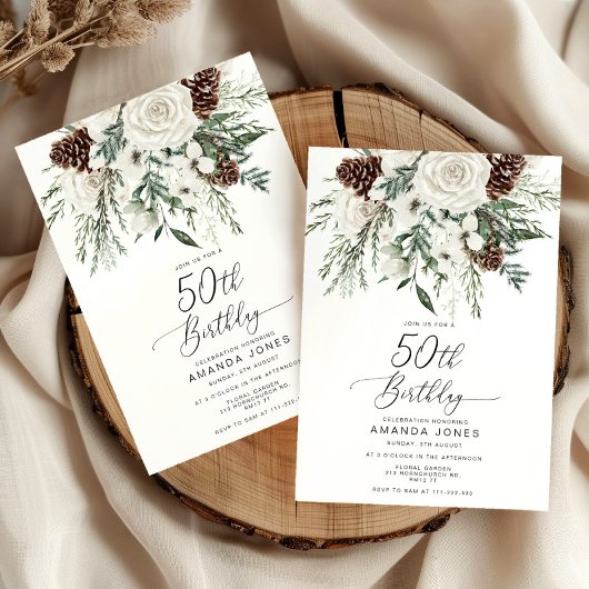 Evergreen Winter 50. Geburtstagsfeier Einladung