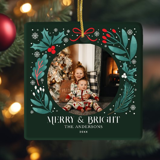 Evergreen Winter Botanicals Weihnachtsfest Foto Keramikornament