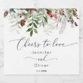Evergreen winter elegant Cheers to Liebe Schaumweinetikett (Einzelnes Label)