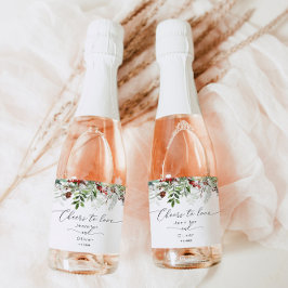 Evergreen winter elegant Cheers to Liebe Schaumweinetikett