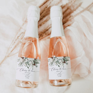 Evergreen winter elegant Cheers to Liebe Schaumweinetikett