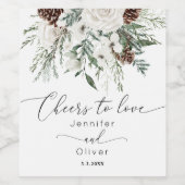 Evergreen winter elegant Cheers to Liebe Weinetikett (Einzelnes Label)