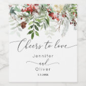 Evergreen winter elegant Cheers to Liebe Weinetikett (Einzelnes Label)