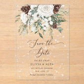 Evergreen Winter Elegant Save the Date Acryleinladungen (Vorderseite)