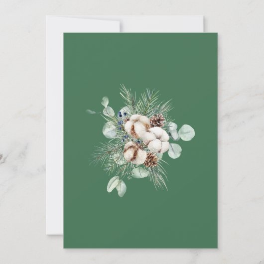 Evergreen Winter elegante Babydusche Danke (Rückseite)