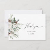 Evergreen Winter elegante Hochzeit Vielen Dank Karte (Vorderseite)