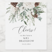 Evergreen winter elegantes Brautparty Weinetikett (Einzelnes Label)