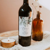 Evergreen winter elegantes Brautparty Weinetikett