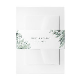 Evergreen Winter Floral Elegante Hochzeit Einladungsbanderole