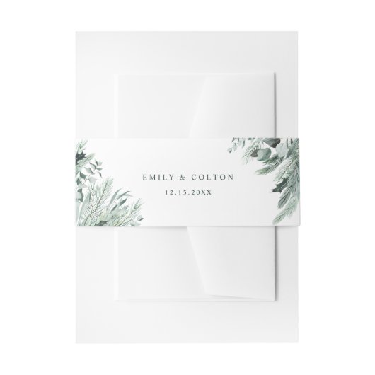Evergreen Winter Floral Elegante Hochzeit Einladungsbanderole (Vorderseite Beispiel)