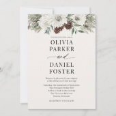 Evergreen Winter Foto QR Code Elegante Hochzeit Einladung (Vorderseite)