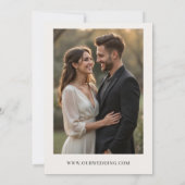 Evergreen Winter Foto Rustikale Hochzeit Einladung (Rückseite)