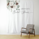 Evergreen Winter minimales elegantes Brautparty Wandteppich (Beispiel)