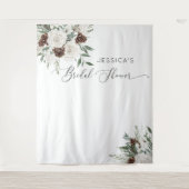 Evergreen Winter minimales elegantes Brautparty Wandteppich (Vorderseite)