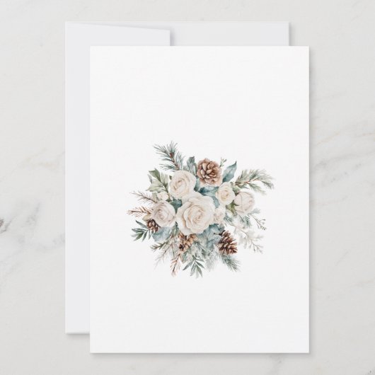 Evergreen Winter Onederland Erster Geburtstag Einladung (Rückseite)