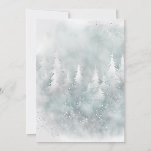 Evergreen Winter Onederland Erster Geburtstag Einladung (Rückseite)