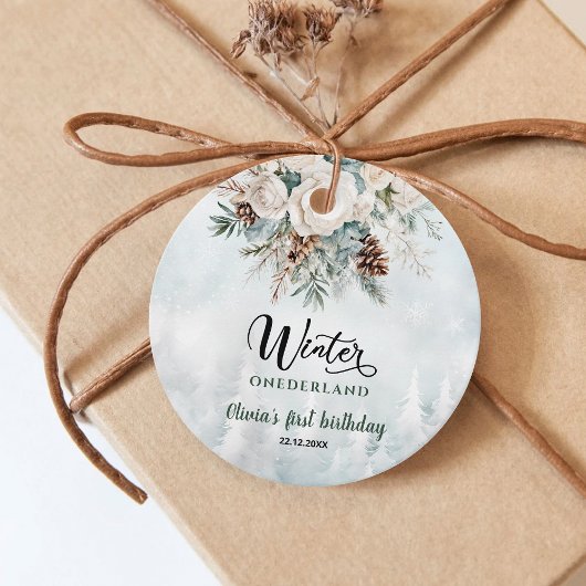 Evergreen Winter Onederland Erster Geburtstag Geschenkanhänger